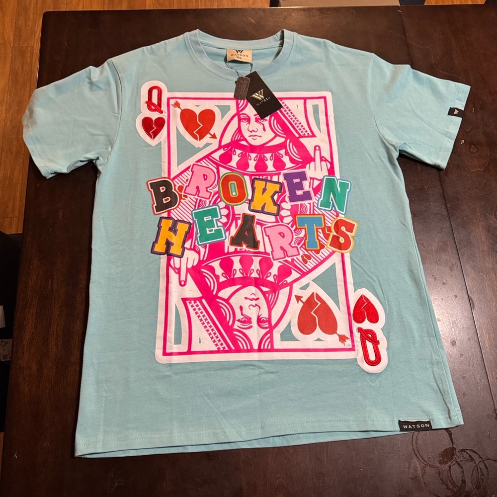 Men’s Light Blue 'Broken Hearts' Graphic T‑Shirt